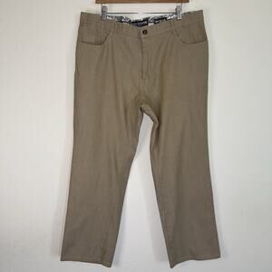 Enzo Denim Mens Casual Pants Tan Khaki Flat Front Straight Leg Light Size 38